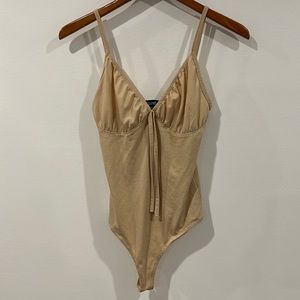 Missguided tan thong bodysuit size 6